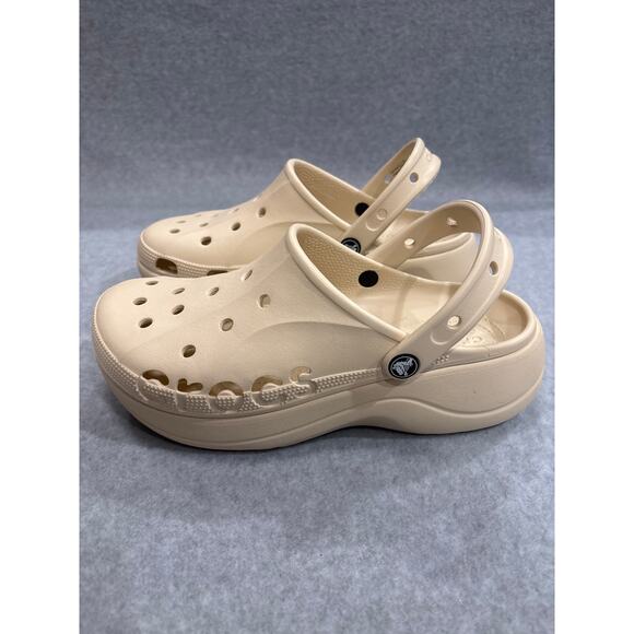 Crocs Baya Women's Size 10 Cream Lightweight Waterproof Slides Sandals Clogs - Picture 2 of 9